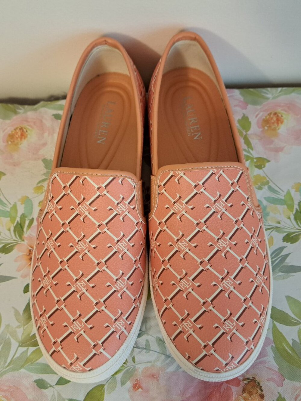 RALPH LAUREN Jinny Logo Slip-On Sneakers - Shell Coral - Women's Size 8.5B - NWB - Picture 2 of 9